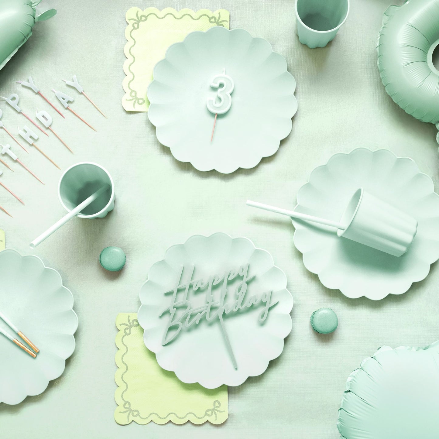 Acryl Caketopper Tortendeko Happy Birthday Mintgrün