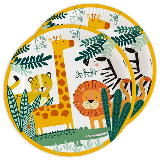 Dschungel Safari Wilde Tiere Geburtstag Party Pappteller Partyteller Löwe Giraffe