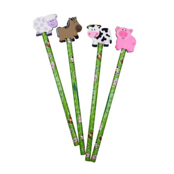 Bauernhof Party Kindergeburttag Bleistift Mitgebsel Gastgeschenk Radierer Kuh Pferd Schwein Schaf