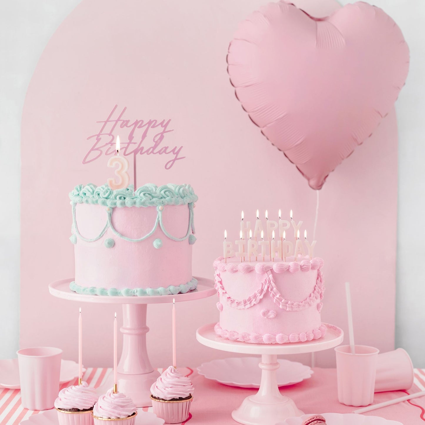 Acryl Caketopper Tortendeko Happy Birthday Rosa Rose