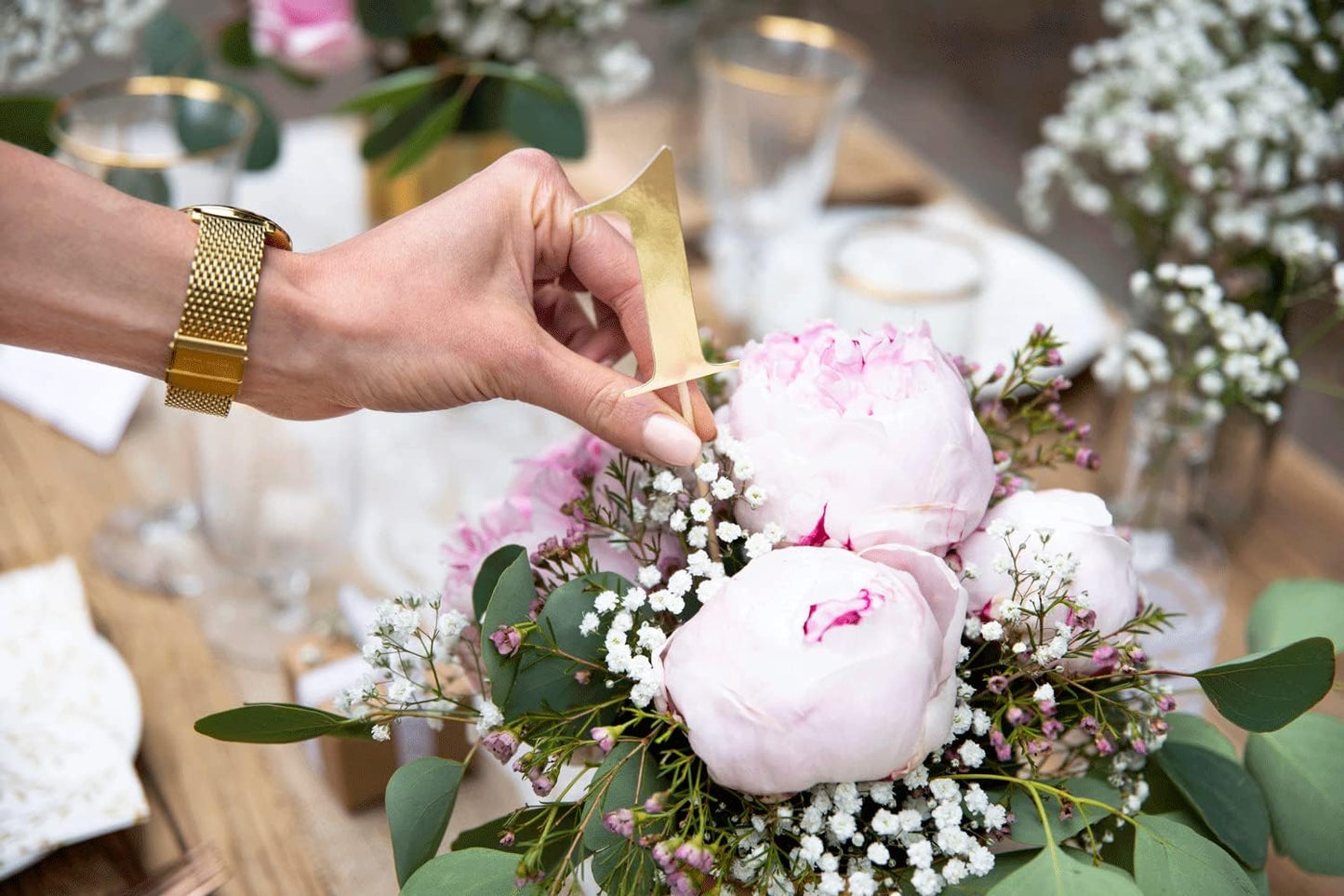 Caketopper Tischnummern Zahlen 0-9 Gold Metallic Tortendeko Tortenstecker Hochzeit Tische