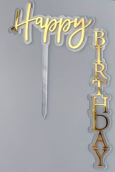 Caketopper Gold Happy Birthday Torte