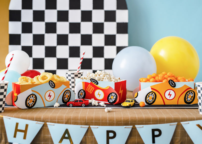 Racing Snackboxen Popcorn Snackschalen Autorennen Kindergeburtstag
