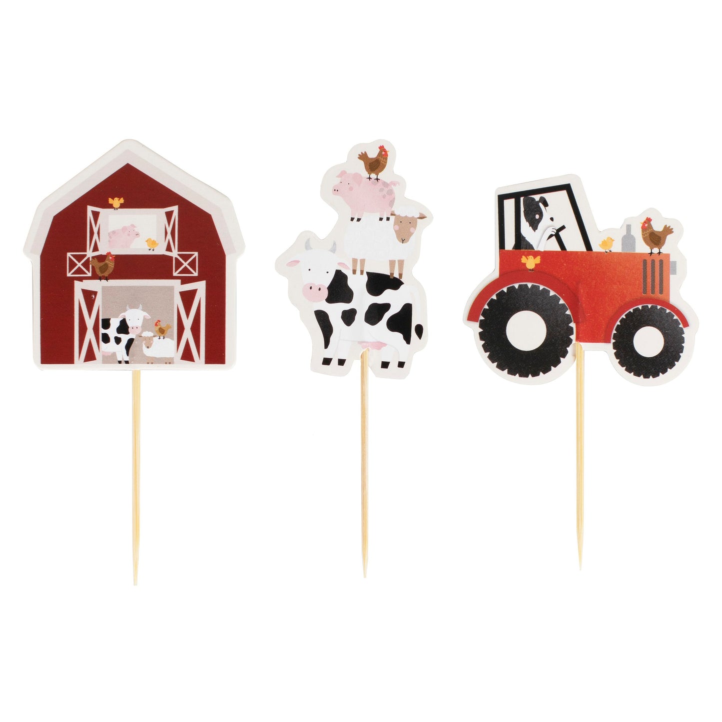 Ginger Ray Bauernhof Party Farm Caketopper Muffins Tortendeko Happy Birthday Bauernhoftiere Rot Traktor Scheune Kuh