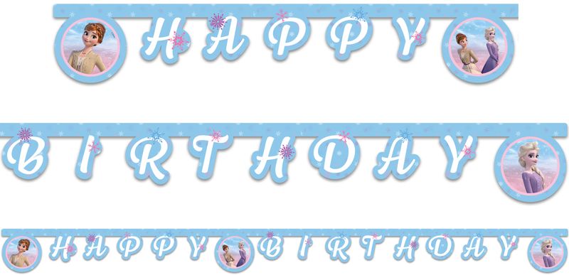 Girlande Happy Birthday Frozen Eiskönigin Anna und Elsa