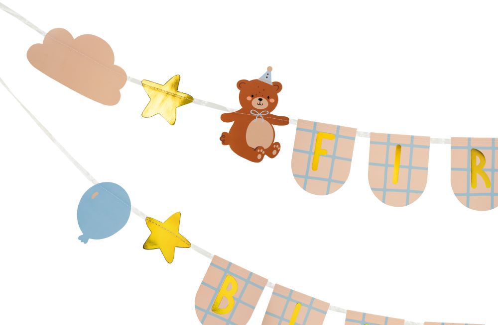 Girlande Banner First Birthday Bär Bärchen Erster Geburtstag Dekoration