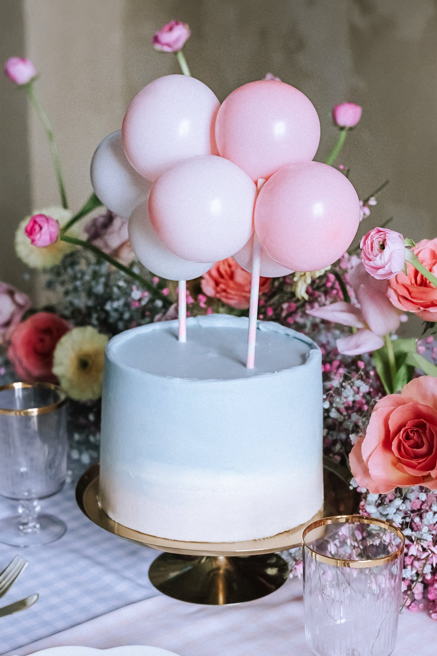 Caketopper Rosa Ballongirlande DIY Blau Kuchendeko Ballons