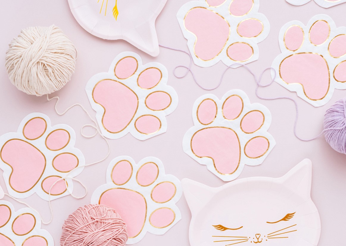 Katzen Tatze Servietten Kitty Kindergeburtstag