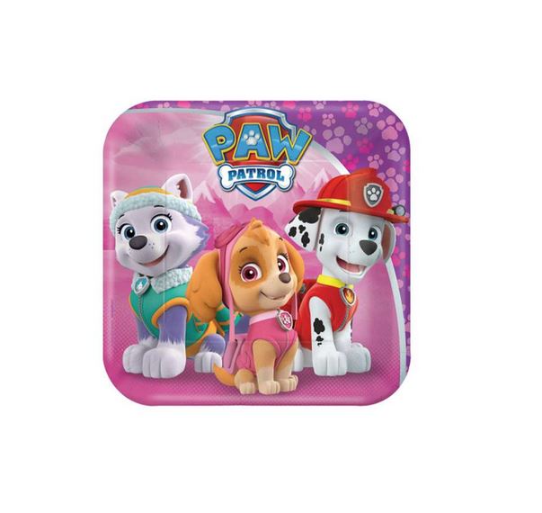 Eco Pappteller Partyteller Paw Patrol Lila Pink Skye Everest Kindergeburtstag