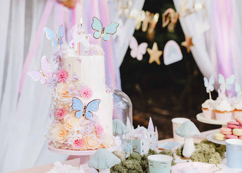 Caketopper Schmetterlinge Einhorn Fantasy Kindergeburtstag Tortendeko Kuchendeko