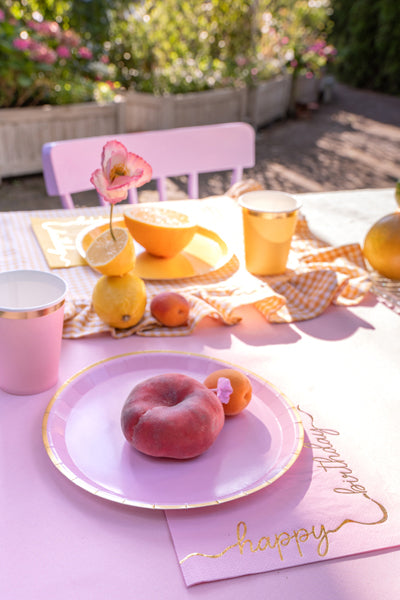 Servietten Happy Birthday Gold Pastellfarben Regenbogen Kindergeburtstag