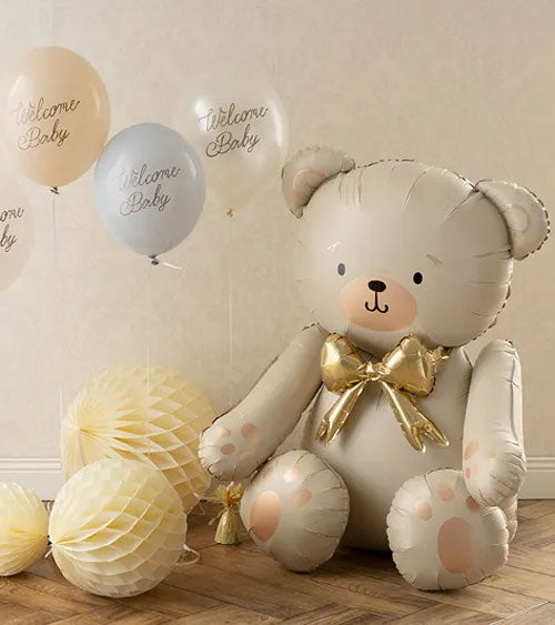 Folienballon 1.Geburtstag Babyparty Teddy Bär One Beige Creme