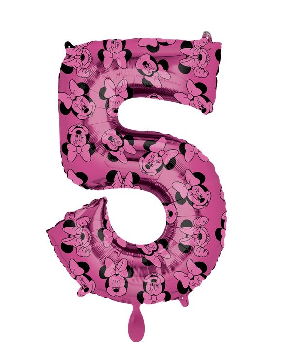 Zahlenballon Minnie Maus 5 86cm Pink Schwarz