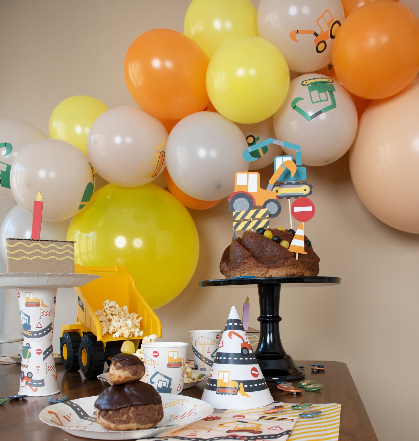Caketopper Baustellen Kindergeburtstag Kuchendeko Bagger LKW