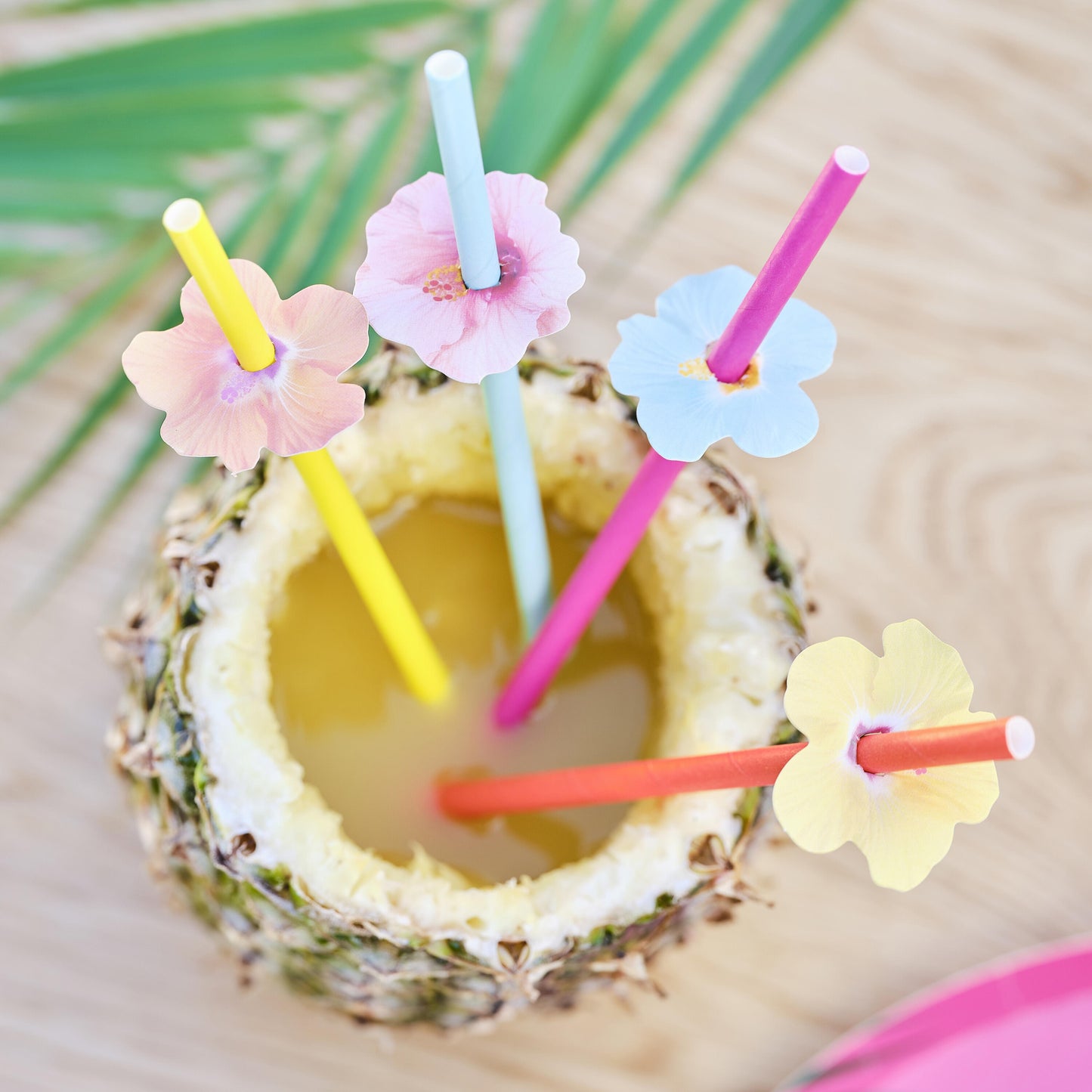 Tropical Party Hibiskus Hawaiiparty Sommerparty Gartenparty Papiertrinkhalme Strohhalme