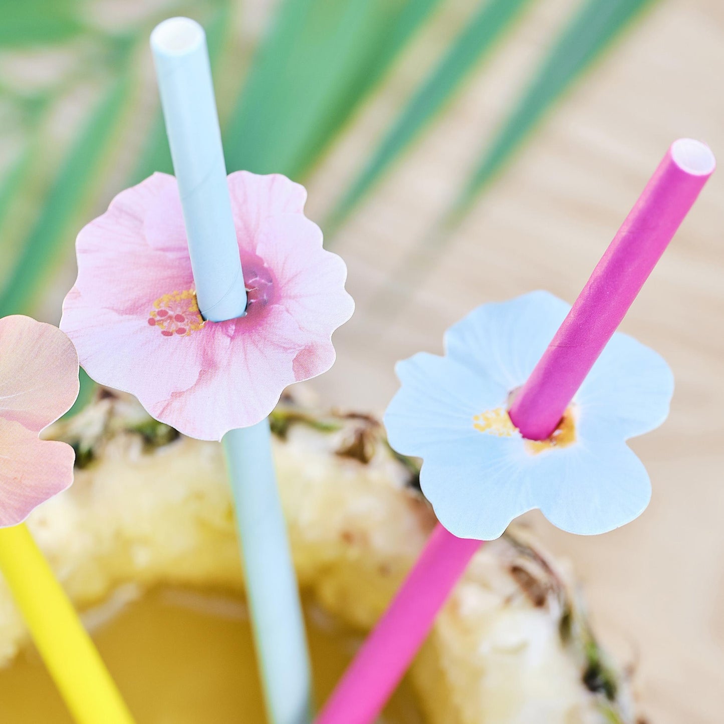 Tropical Party Hawaiiparty Hibiskus Sommerparty Gartenparty Papiertrinkhalme Strohhalme