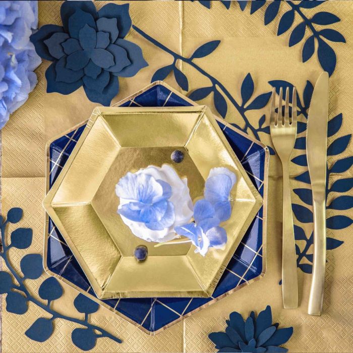 Papierdekoration Blätter Blau