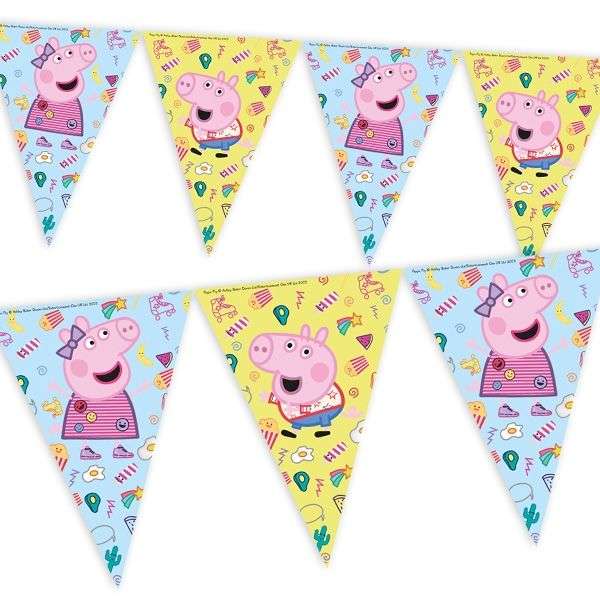 Peppa Party Kindergeburtstag Deko Wimpelkette Girlande