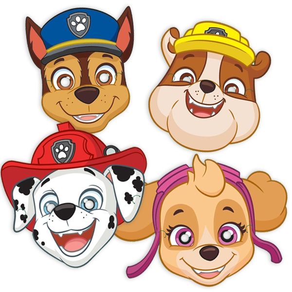 Paw Patrol Party Kindergeburtstag Marshall Chase Skye Rocky Rubble Masken