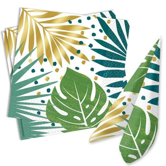 Blätter Dschungel Blatt Monstera Servietten Gold Grün