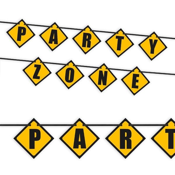 Girlande mit Happy Birthday Baustelle Partyzone Party Geburtstag