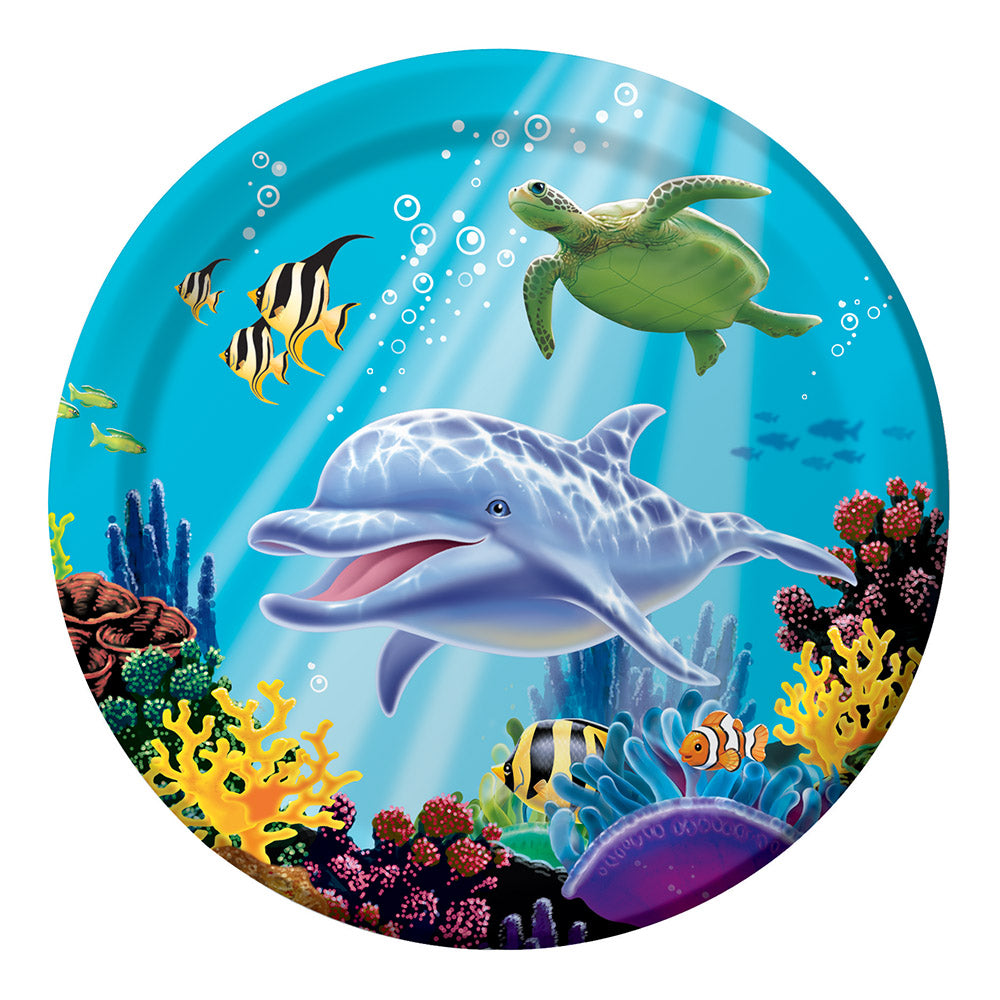 Party Geburtstag Dekoration Ocean Unterwasser Meeres Delfin Partyteller Pappteller