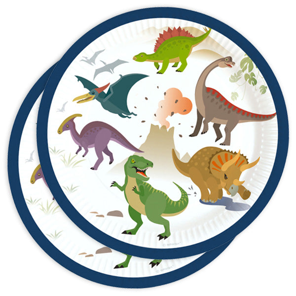 Pappteller mit coolen Dino Motiven Partyteller Kindergeburtstag Party Dino