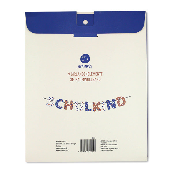 Girlande Einschulung Hund Katze Braun Blau Schulkind Schulanfang Schulstart Deko