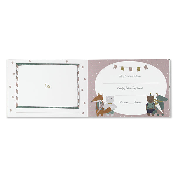 Erinnerungen Erinnerungsbuch Krokodil Fuchs Einschulung Schulkind Schulstart Schulanfang