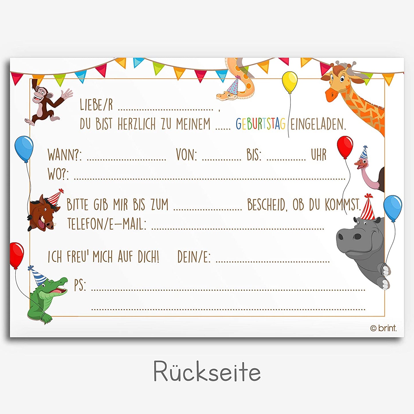 Einladung Dschungel Party Kinder Geburtstag Safari