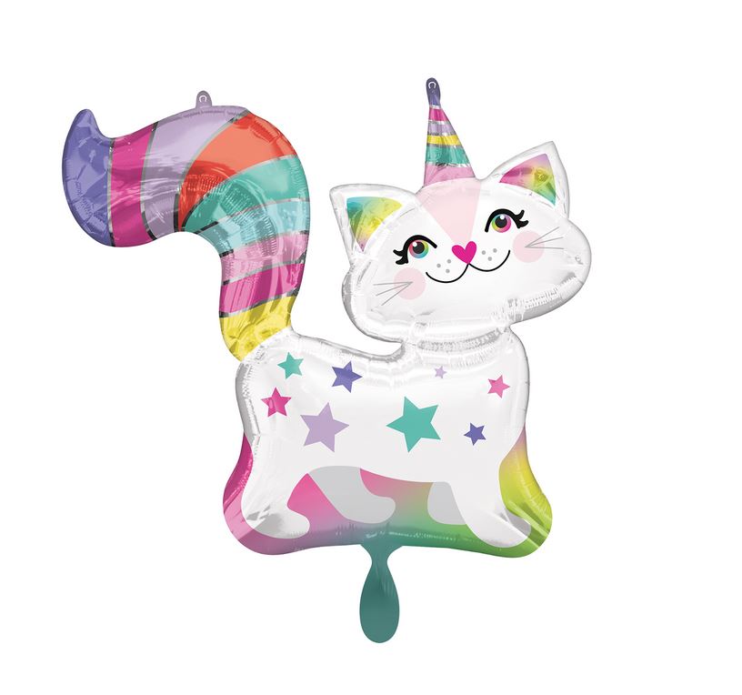 Caticorn Folienballon Supershape Katze Motiv Regenbogen