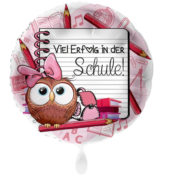 Folienballon Eule Rosa Schule Schulstart Schulanfang Einschulung Deko