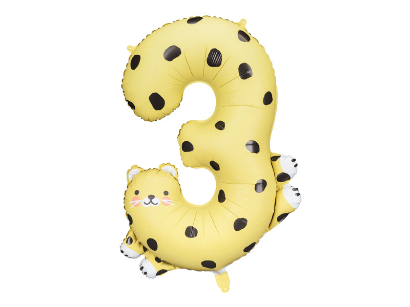 Zahlenballon Gepard Tier Cheetah Drei 3