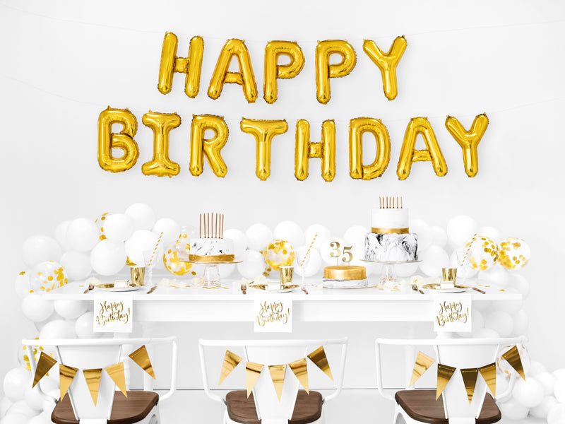 Folienballon Happy Birthday Gold