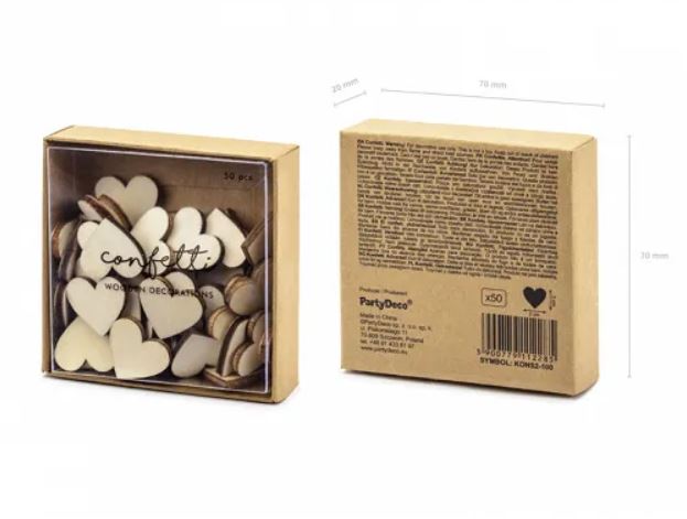 Konfetti Herzen Holz