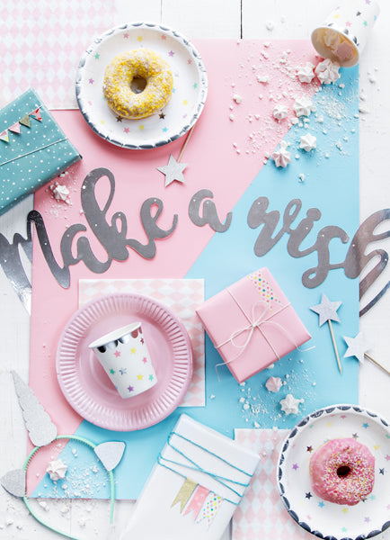 Girlande Einhorn Party Geburtstag Silber Make a Wish