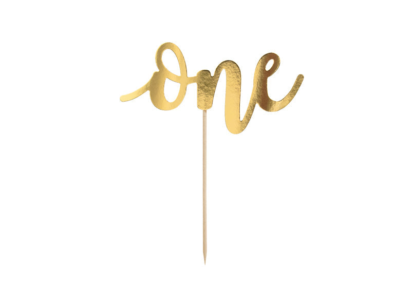 1st Birthday Caketopper Gold One