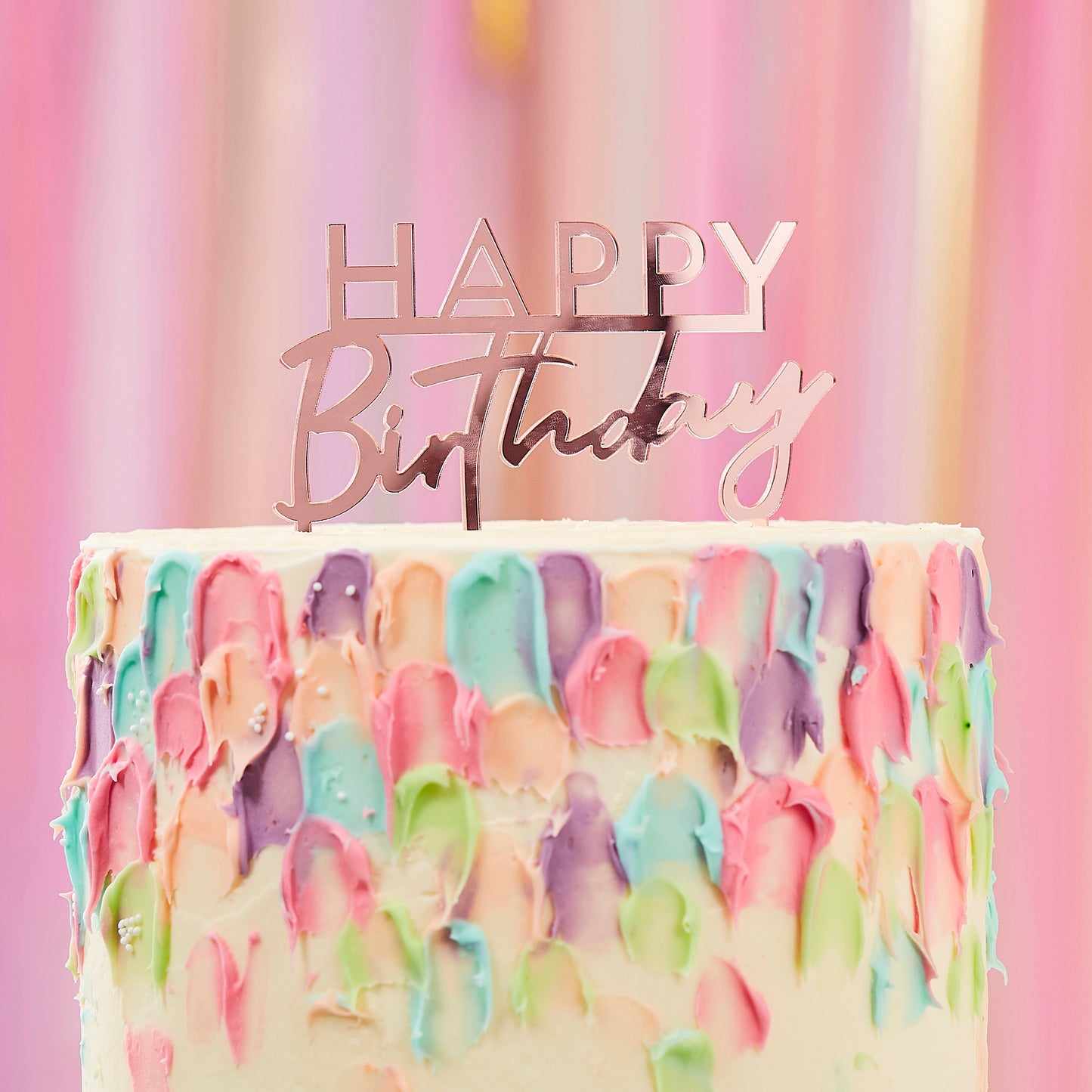 Caketopper Happy Birthday Rosegold Acryl
