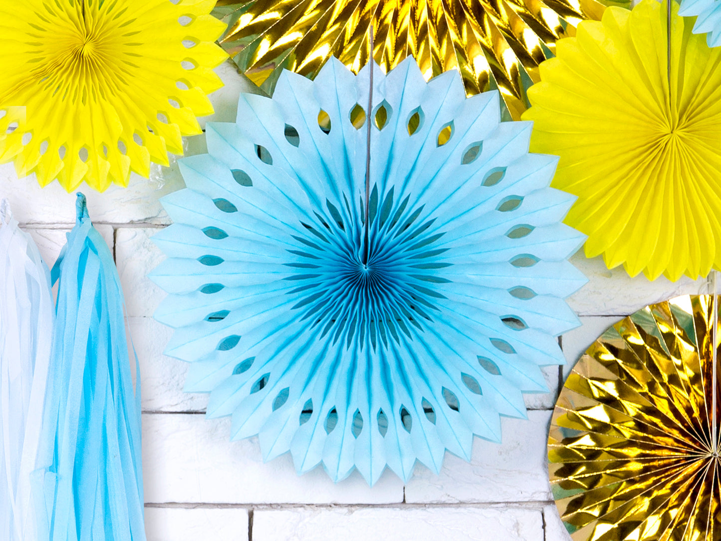 Rosetten Set Hellblau Blau Fächer Deko