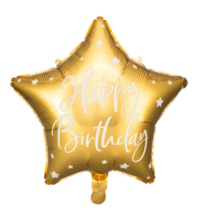 Happy Birthday Folienballon Stern Gold