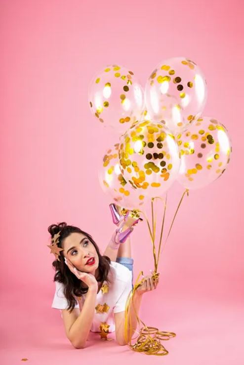 Konfetti Ballons Gold Transparant Chrystal