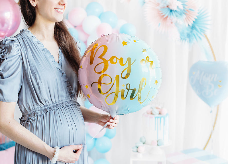 Boy or Girl Folienballon Blau Rosa Junge Mädchen Gender Reveal Baby Party