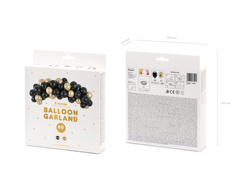 Ballongirlande Schwarz Gold