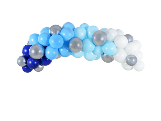 Ballongirlande Blau Weiss Silber
