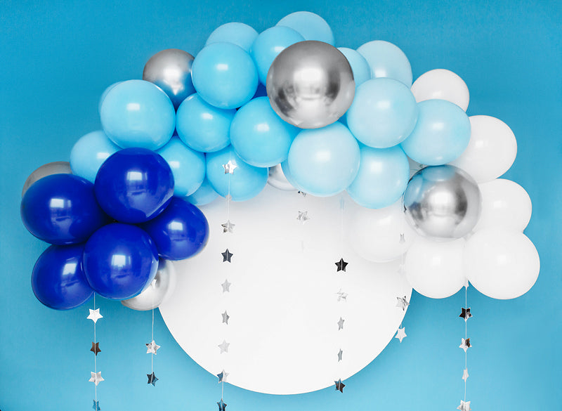 Ballongirlande Blau Weiss Silber