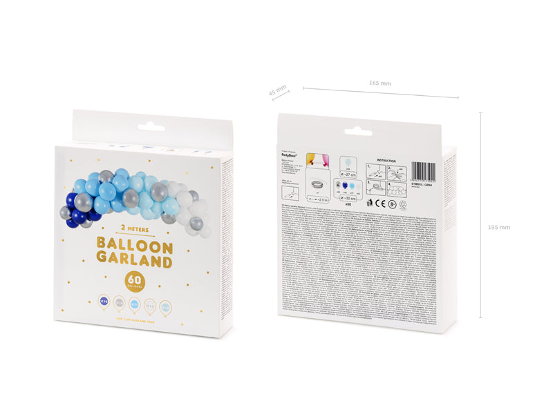 Ballongirlande Blau Weiss Silber