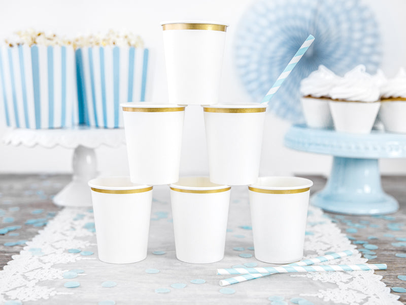 Partybecher Weiss Goldrand