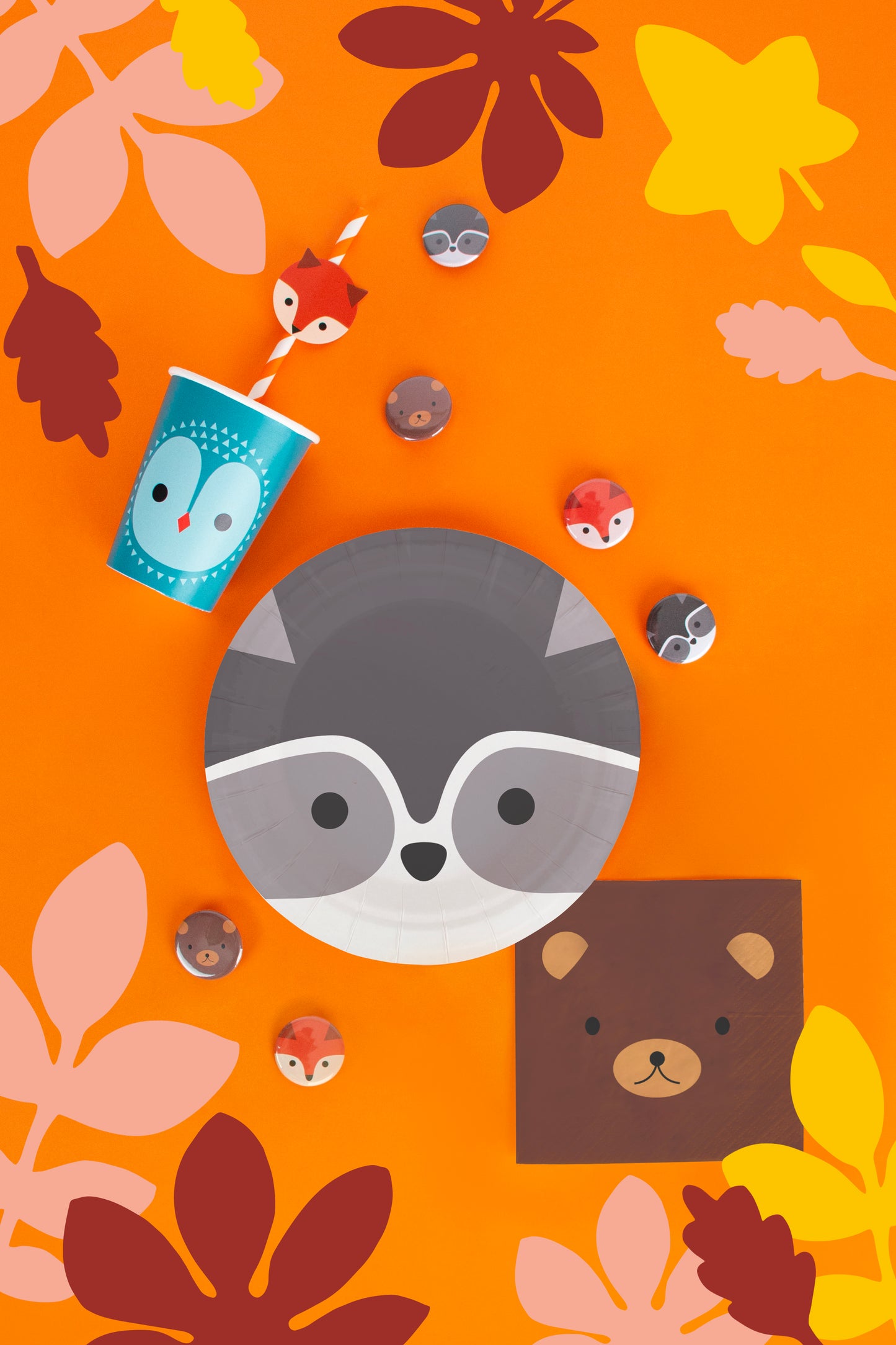 Waldtiere Party Kinder Geburtstag Waschbär Fuchs Servietten Eule