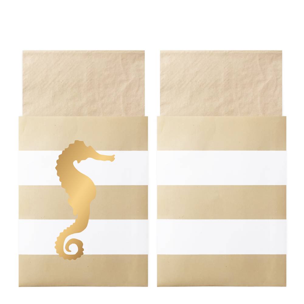 Servietten Seepferdchen Gold Weiss