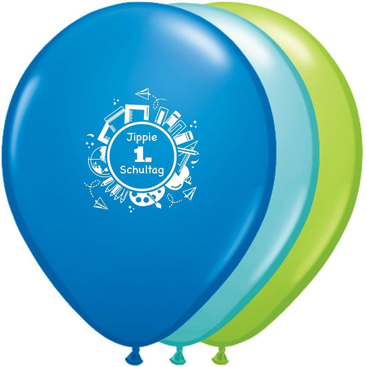 Luftballons Latexballons Einschulung 1. Schultag Schulkind Blau Grün